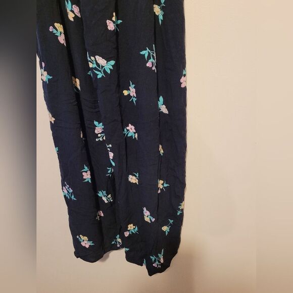 Billabong Wandering Soul Black Floral Print Wide Leg Pants - Picture 8 of 10